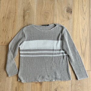Relativity Taupe and White Knit Sweater